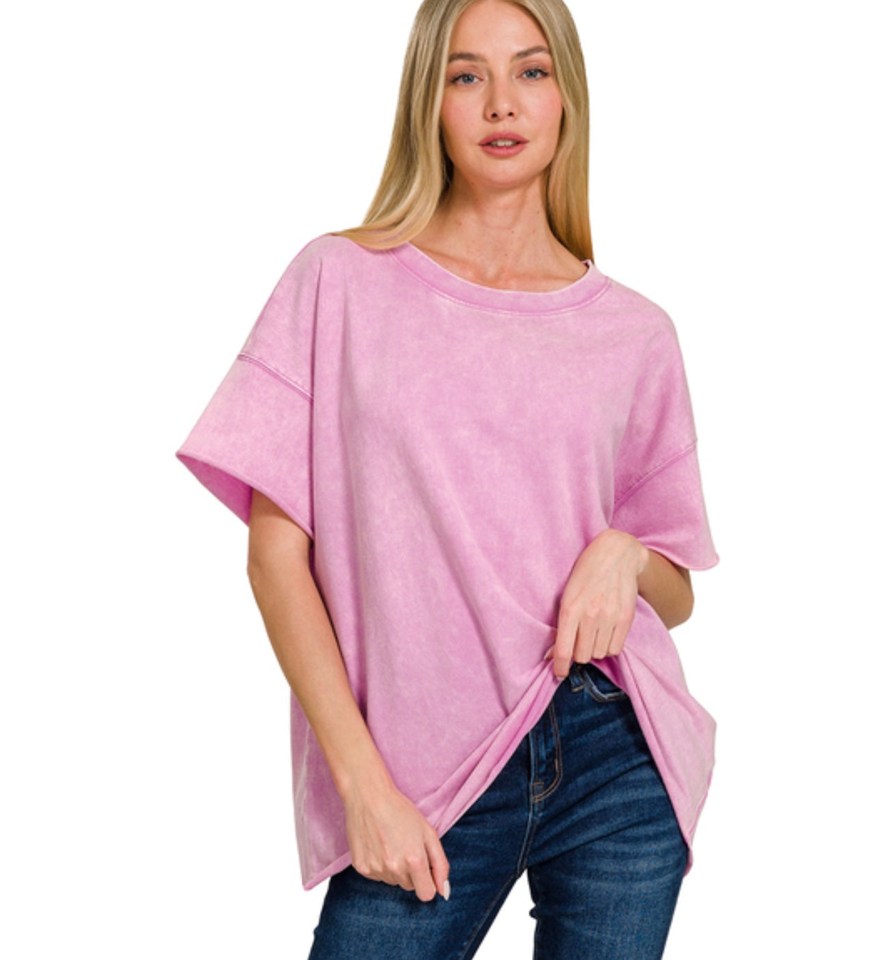 Jessica Acid Wash Top, Mauve