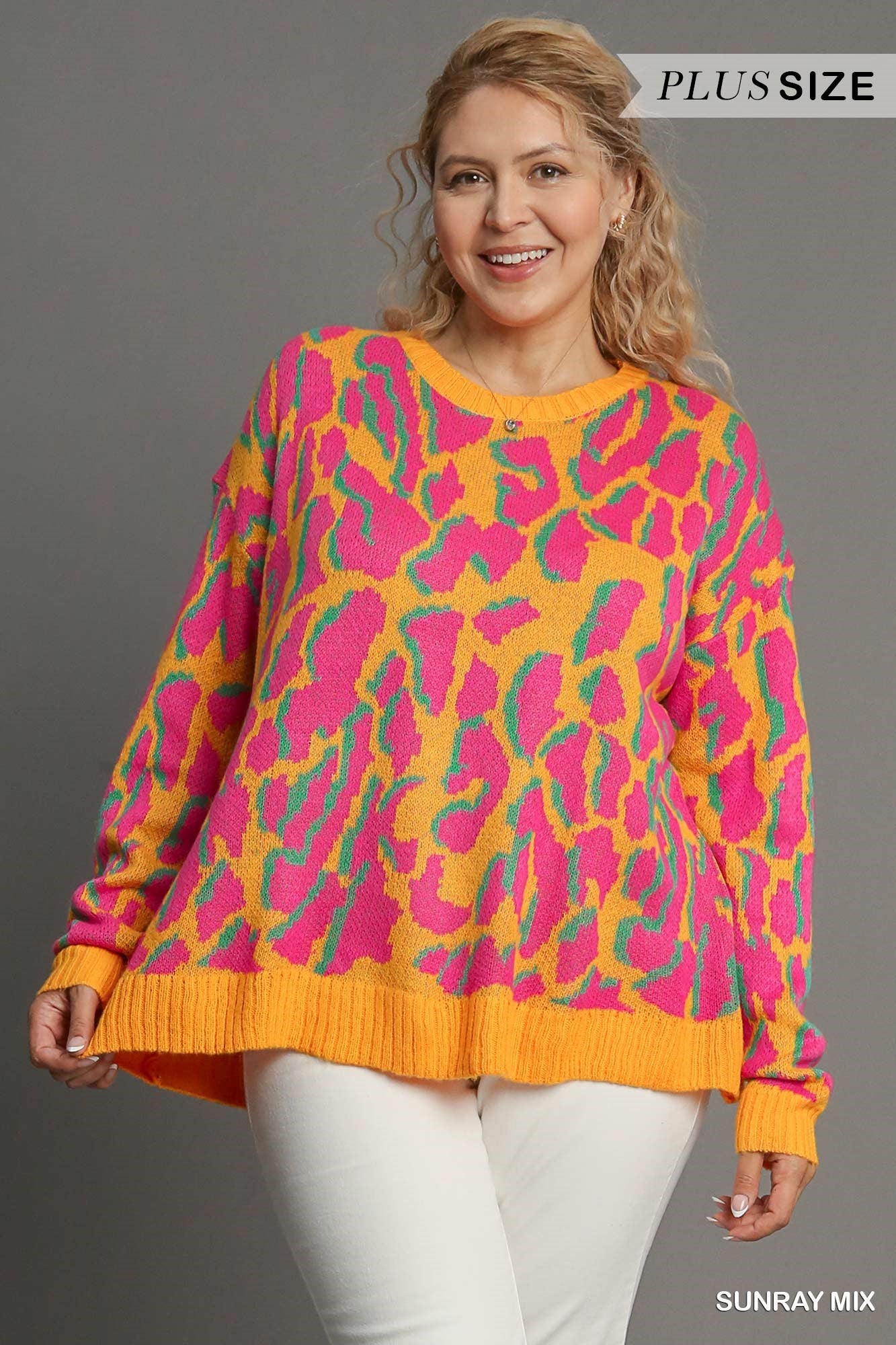 Umgee Sunray Mix Leopard Print Sweater