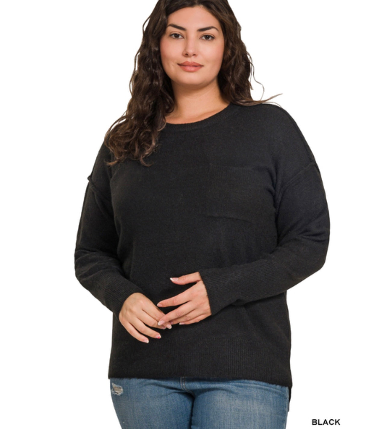 Black Cozy Pocket Sweater