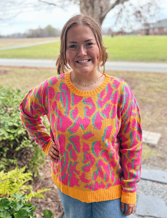 Umgee Sunray Mix Leopard Print Sweater