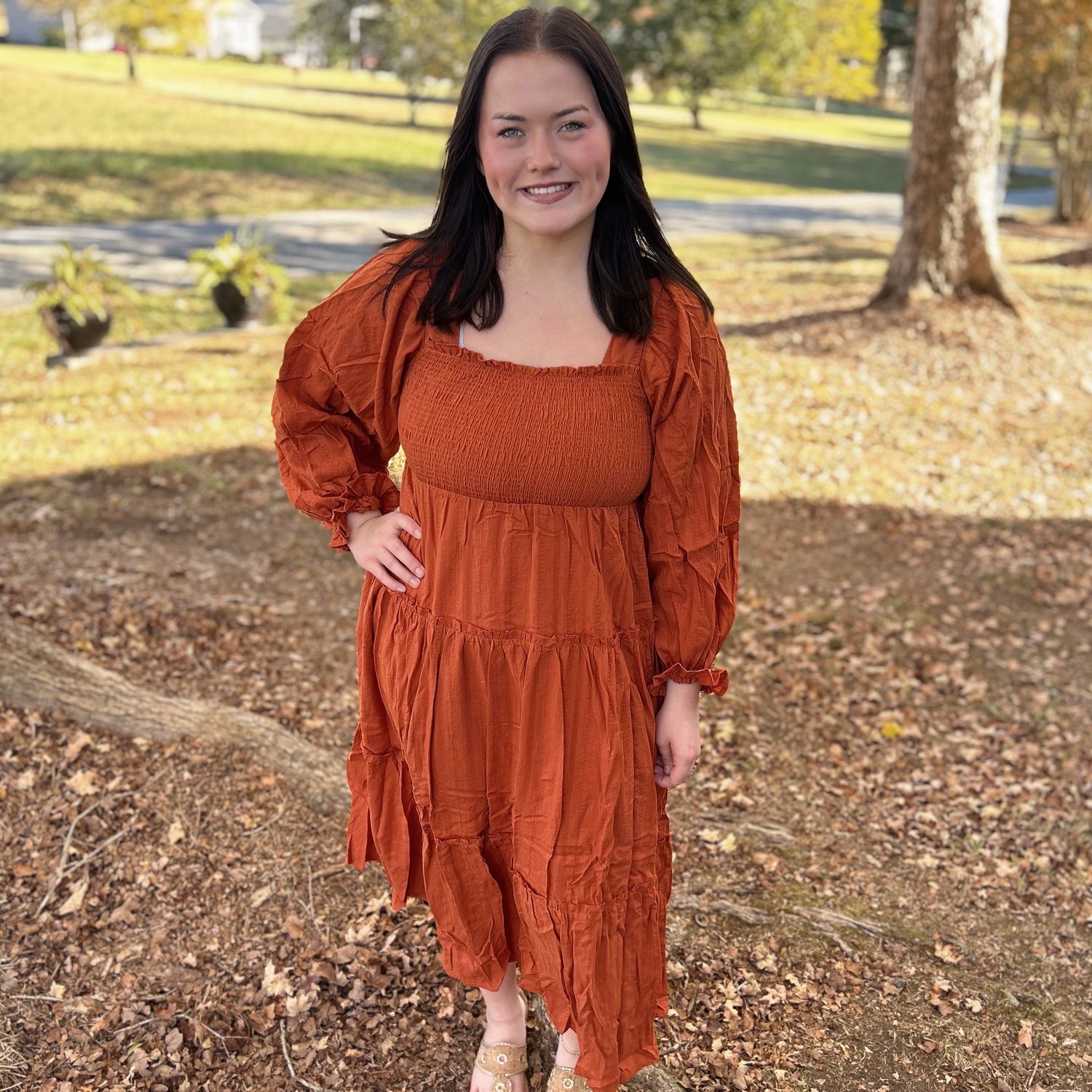 Umgee Smocked Midi Dress, Sunset