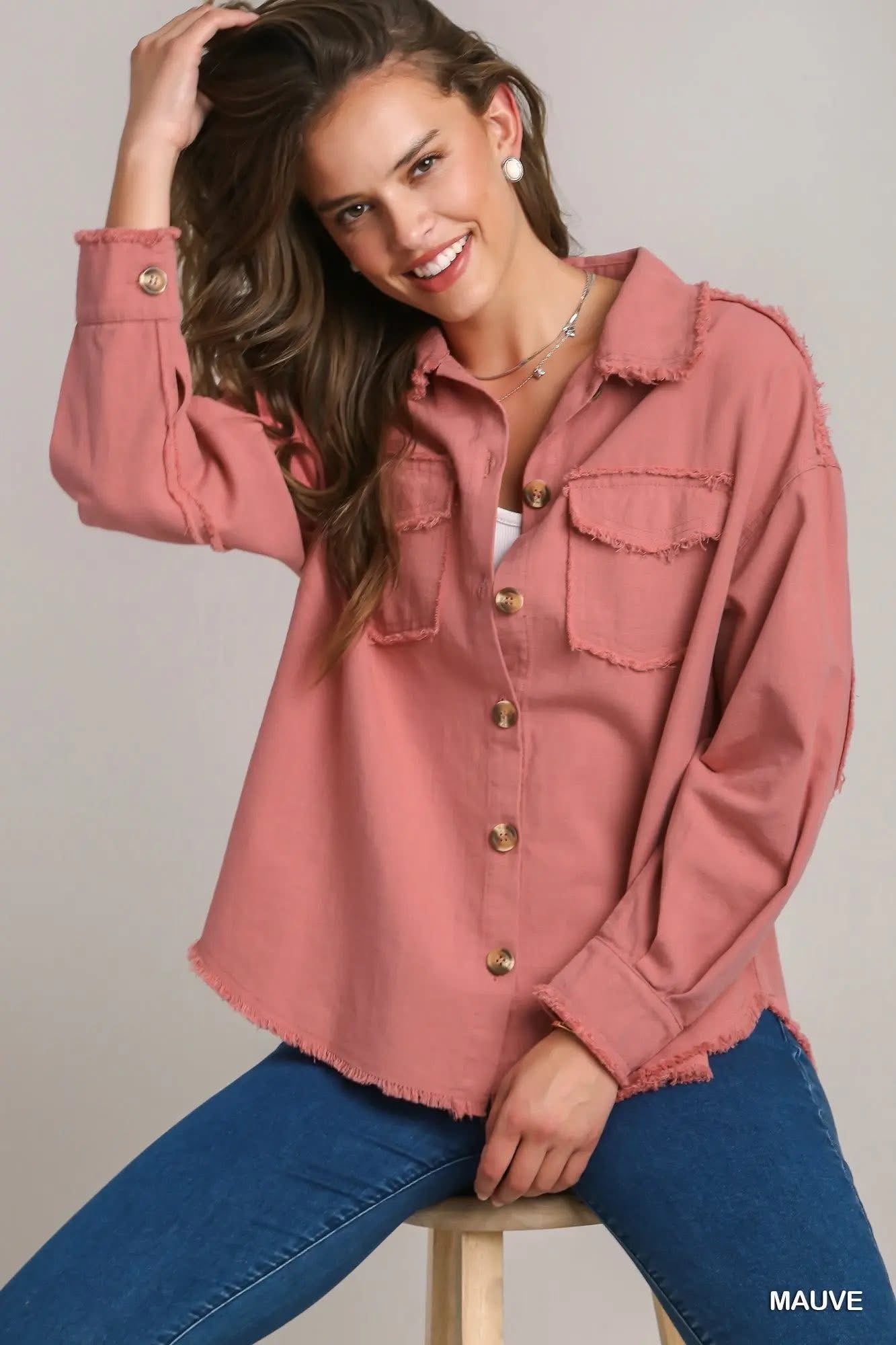 Umgee Oversized Jacket, Mauve