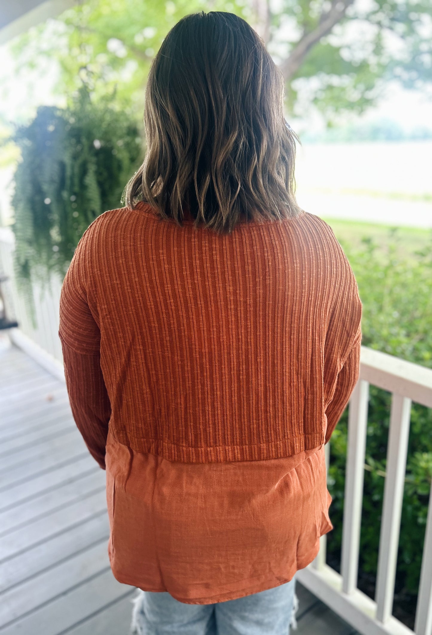 Brittany Ribbed Knit Top, Sunset