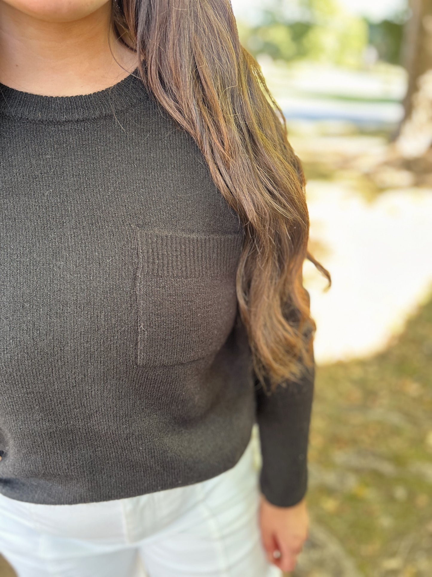Black Cozy Pocket Sweater
