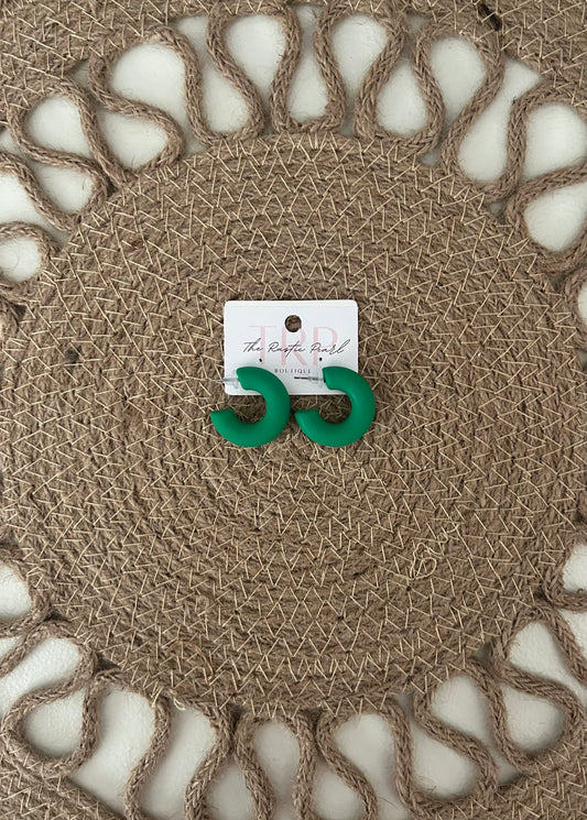 Kelly Green Matte Chunky Hoops