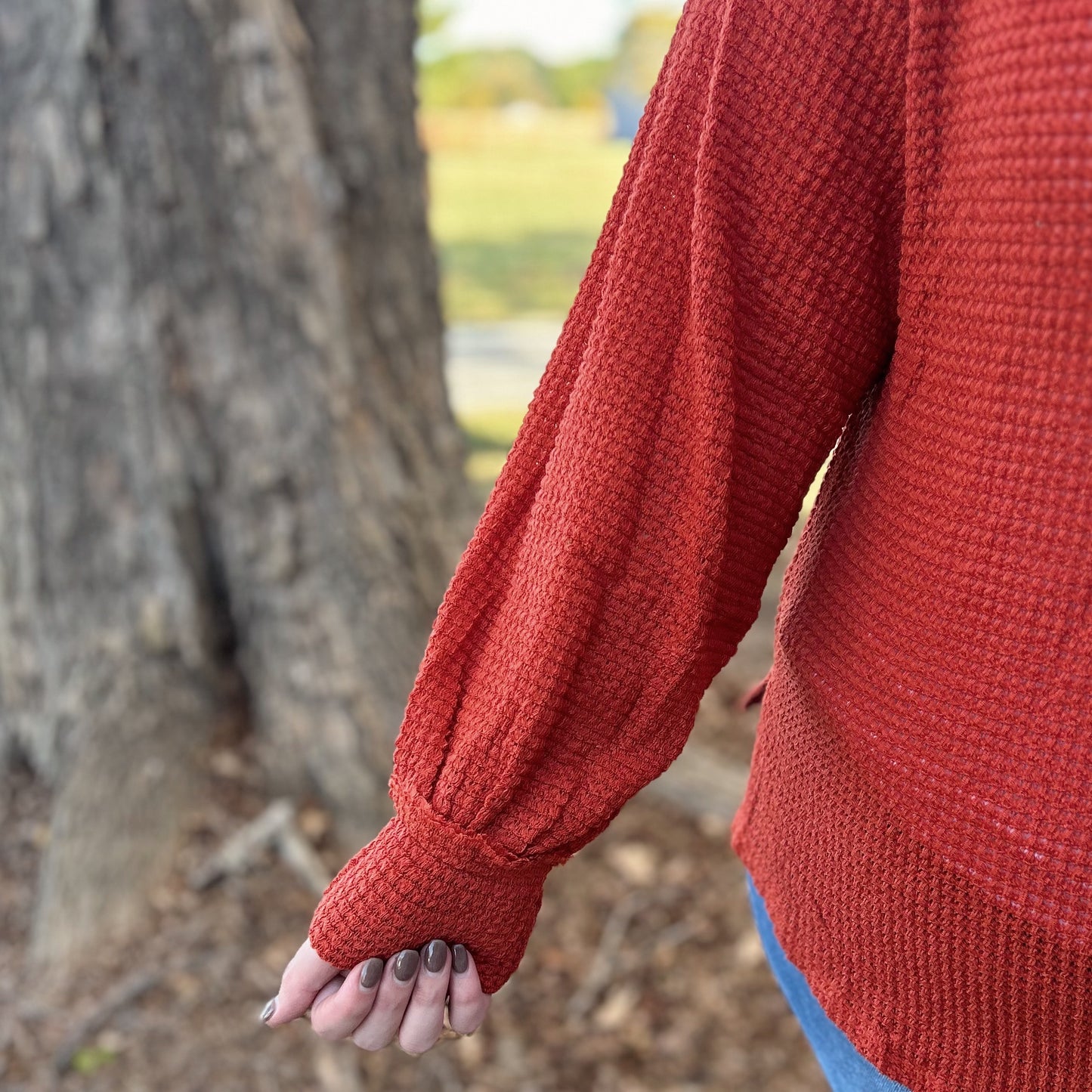 Umgee Waffle Knit Top, Sunset