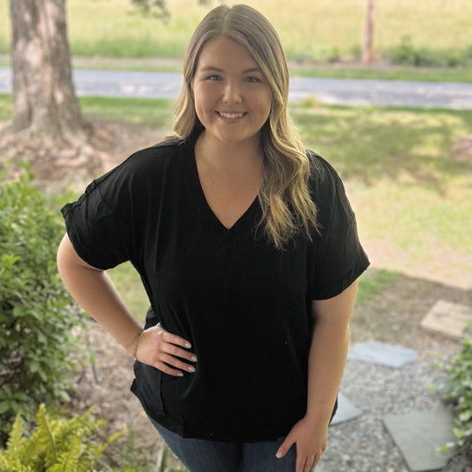 Umgee French Terry Boxy Cut Top with Side Slits