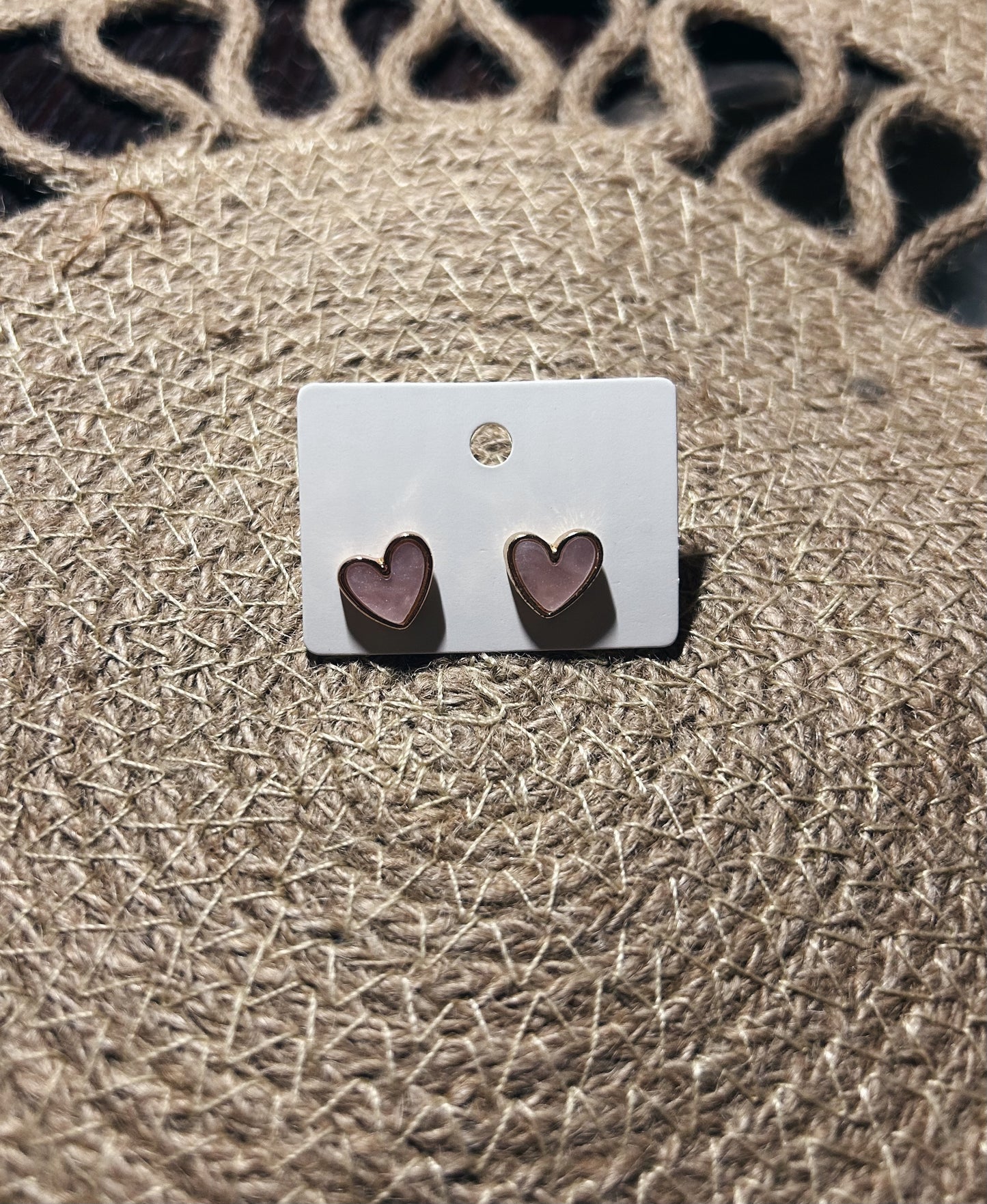 Pink Heart Studs