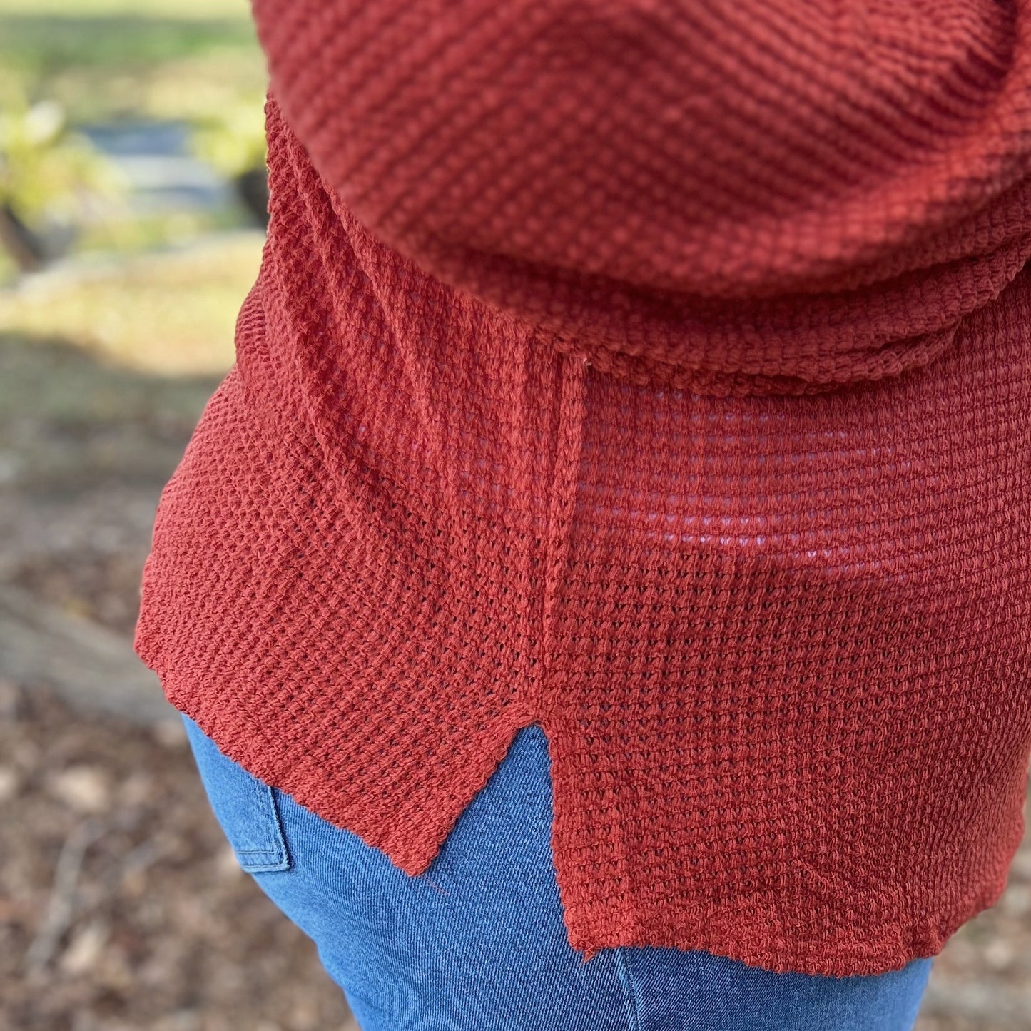 Umgee Waffle Knit Top, Sunset