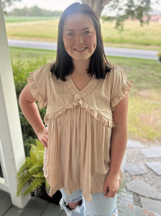 Umgee Ruffle V Neck Top