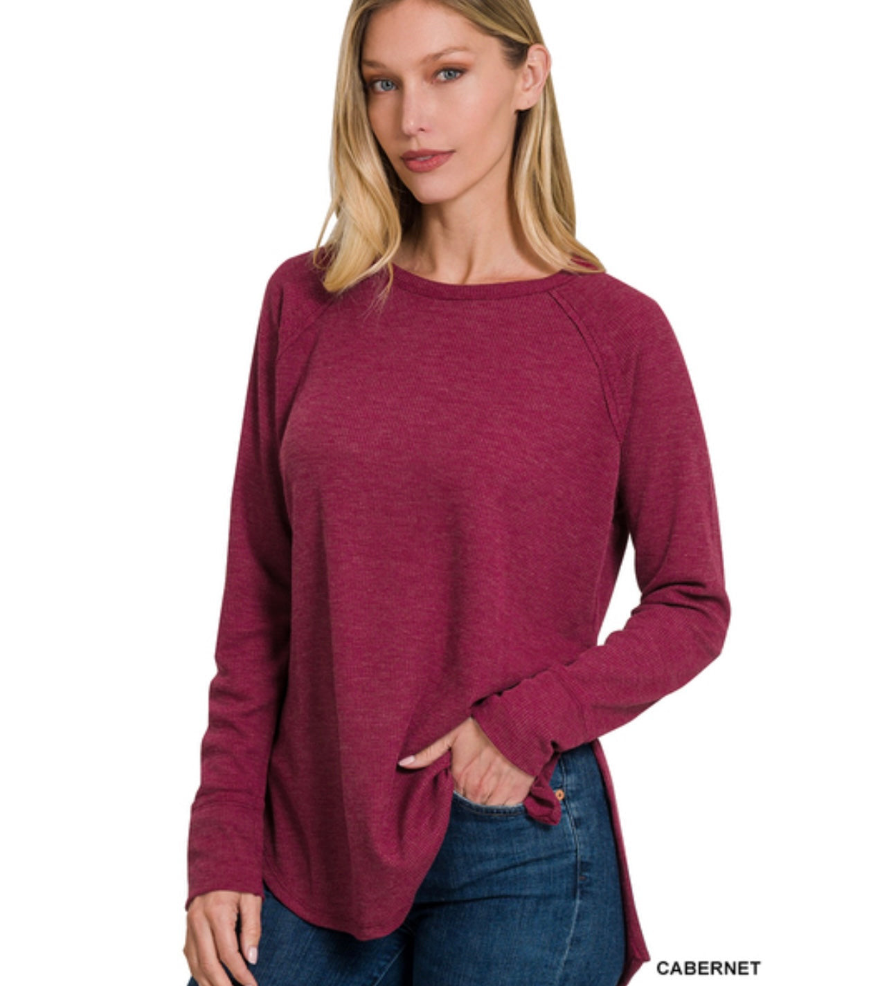 Julie Baby Waffle Top, Cabernet