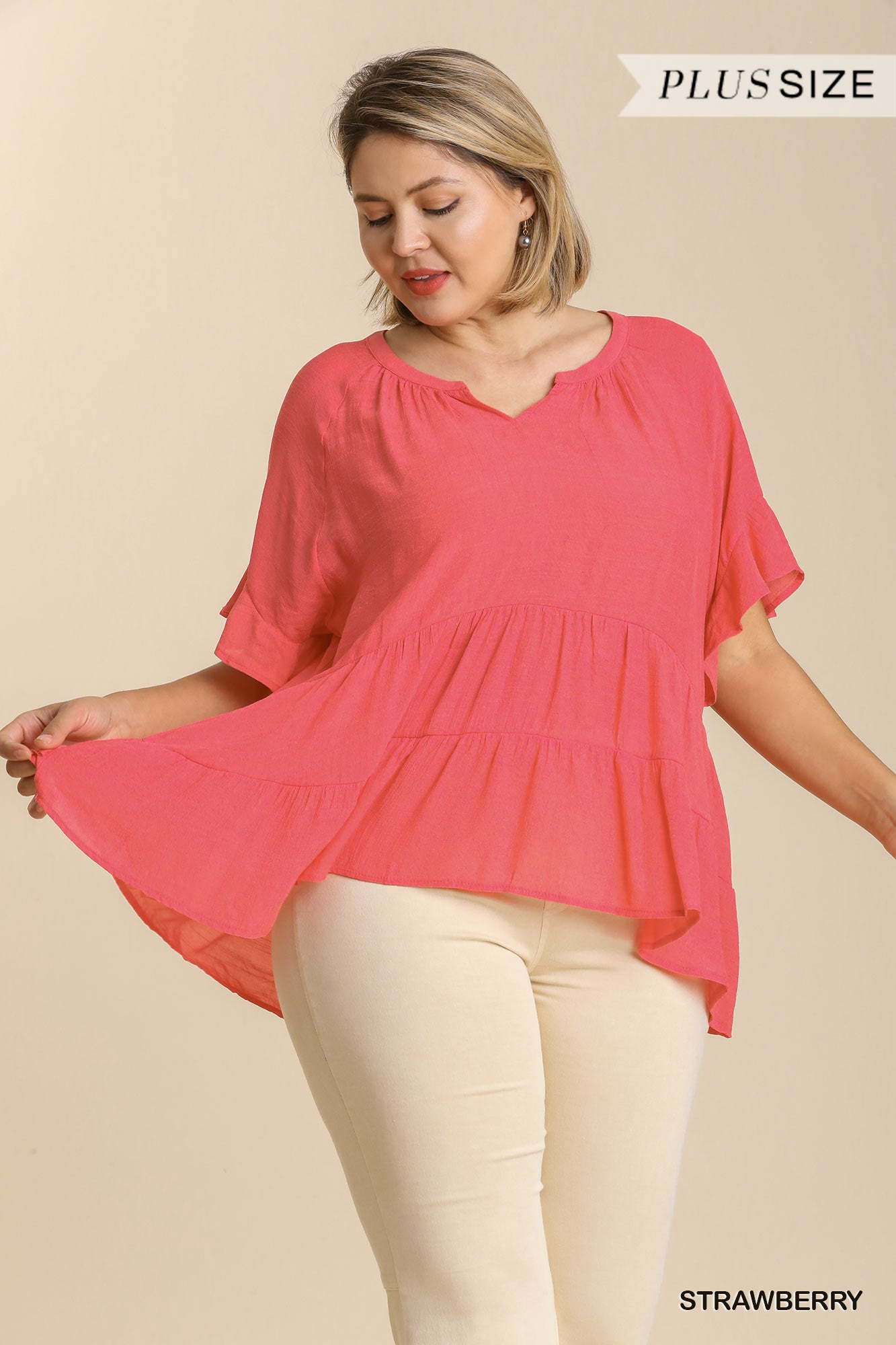 Umgee Ruffle Sleeve Tiered Top