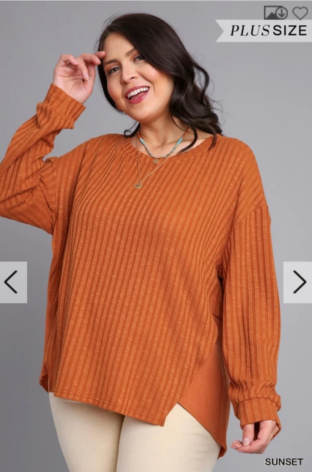 Brittany Ribbed Knit Top, Sunset