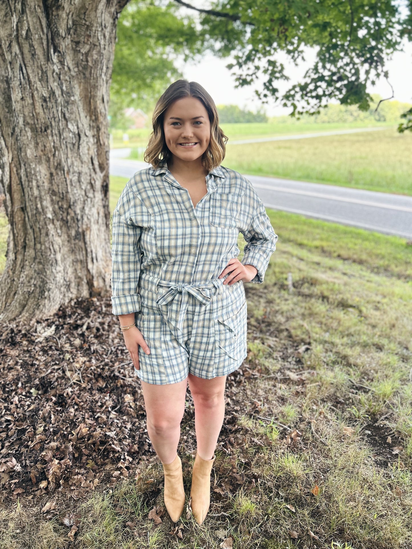 Listicle Plaid Romper