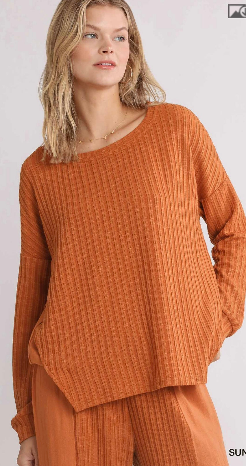 Brittany Ribbed Knit Top, Sunset