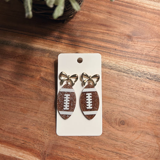 Glitter + Bow Football Earrings