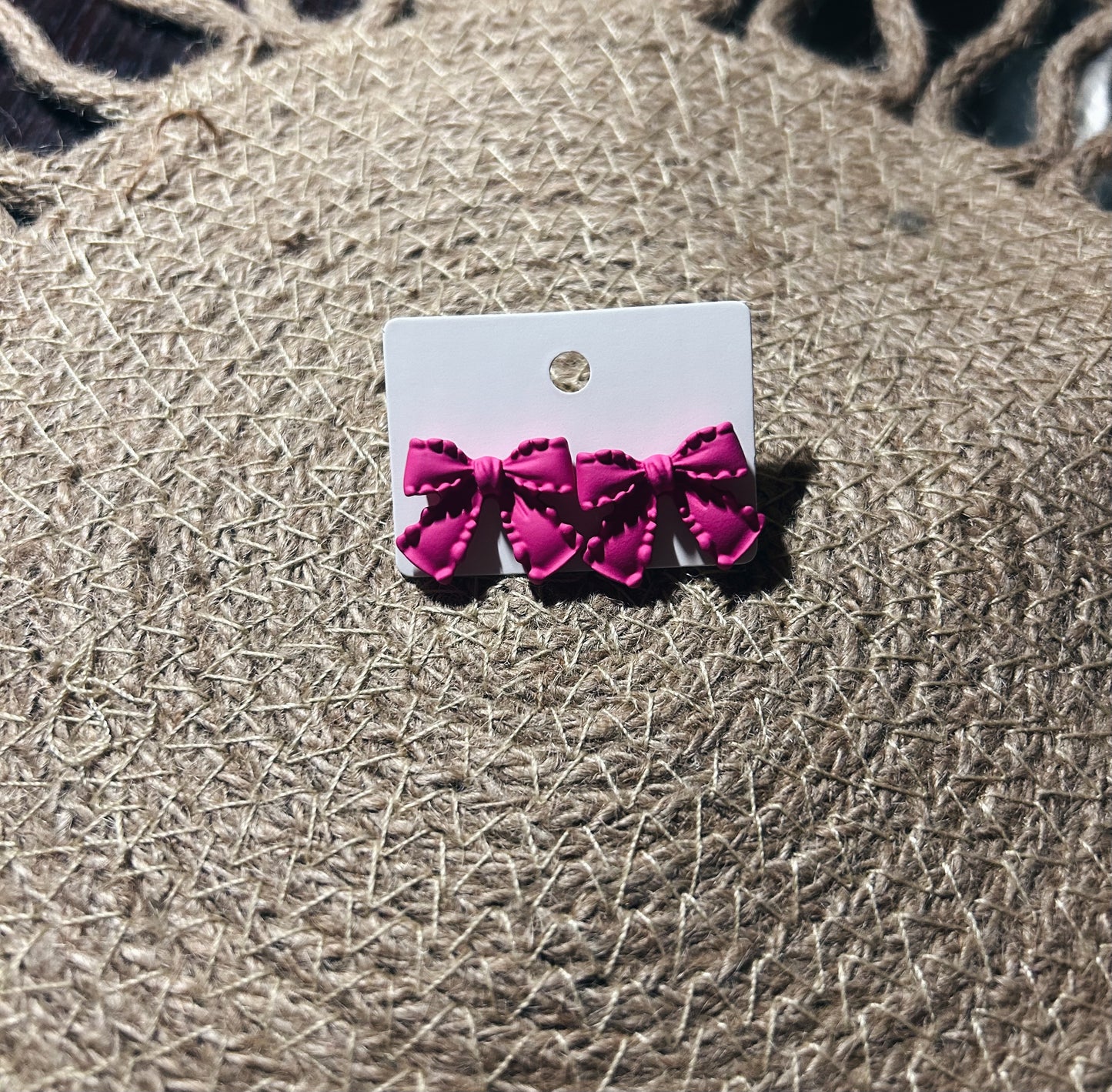 Pink Bow Studs