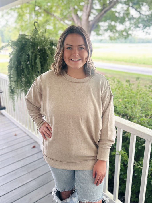 Alyssa Oversized Sweater, Light Mocha