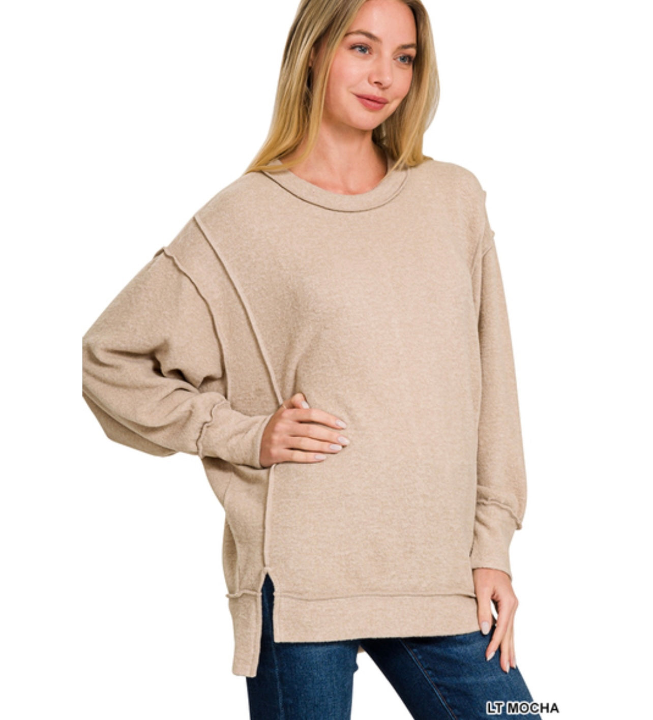 Alyssa Oversized Sweater, Light Mocha