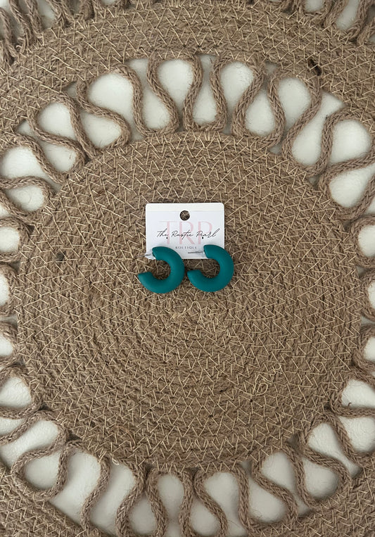 Teal Matte Chunky Hoops