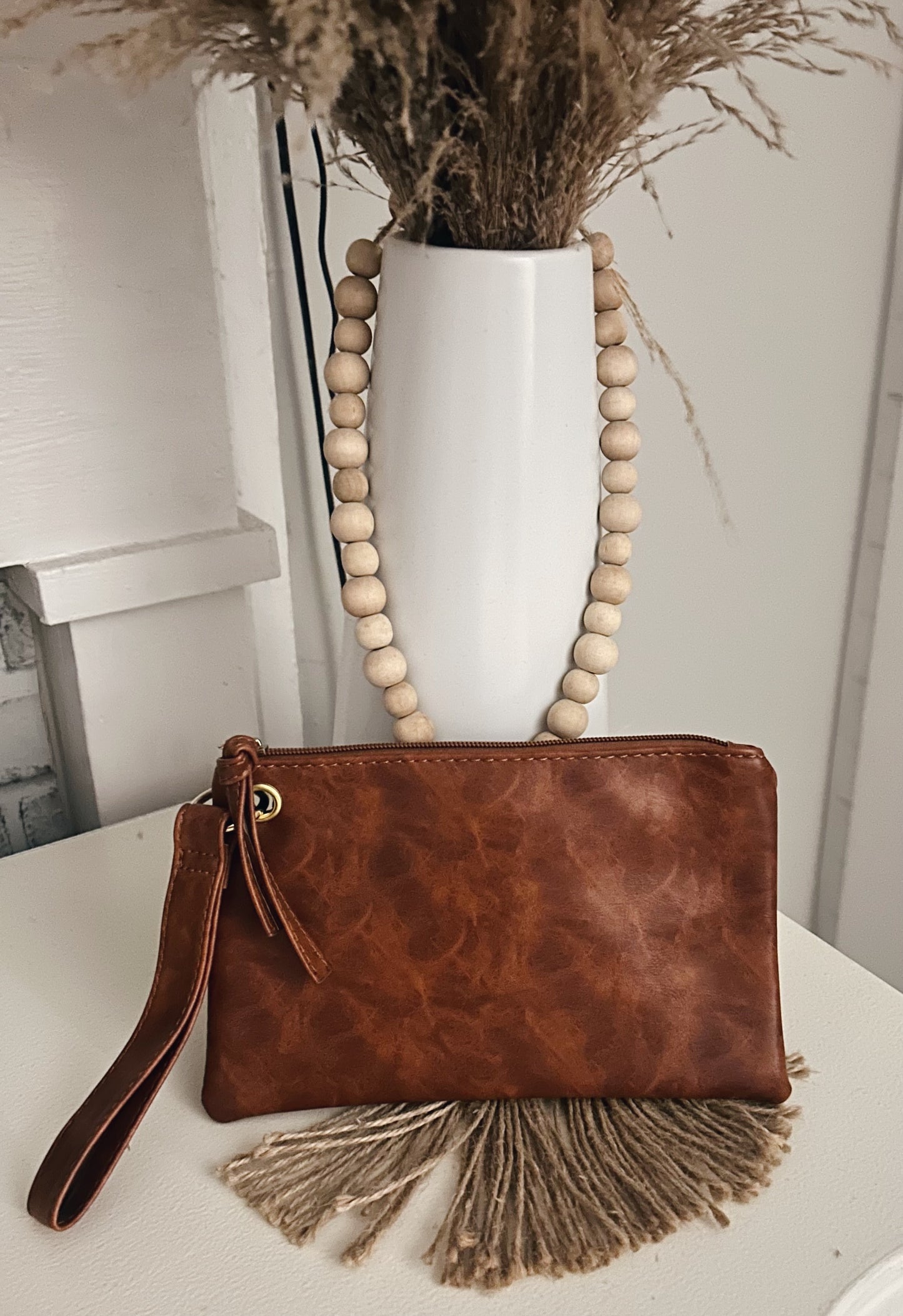 Brown Leather Wristlet