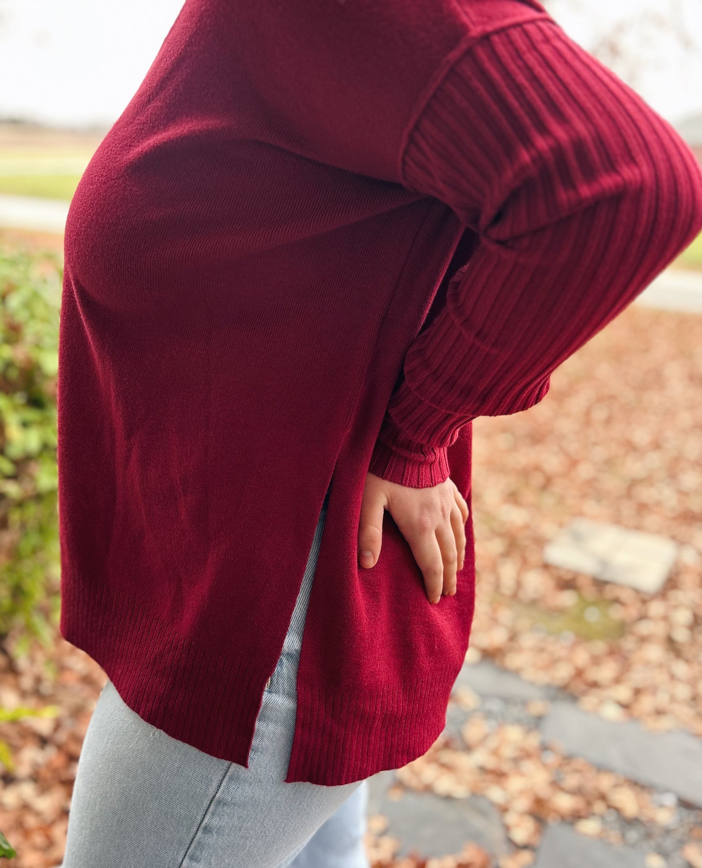 Wendy V Neck Sweater, Cabernet