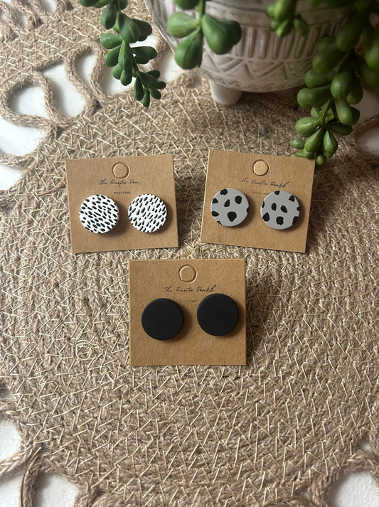 Black + White Stud Earrings