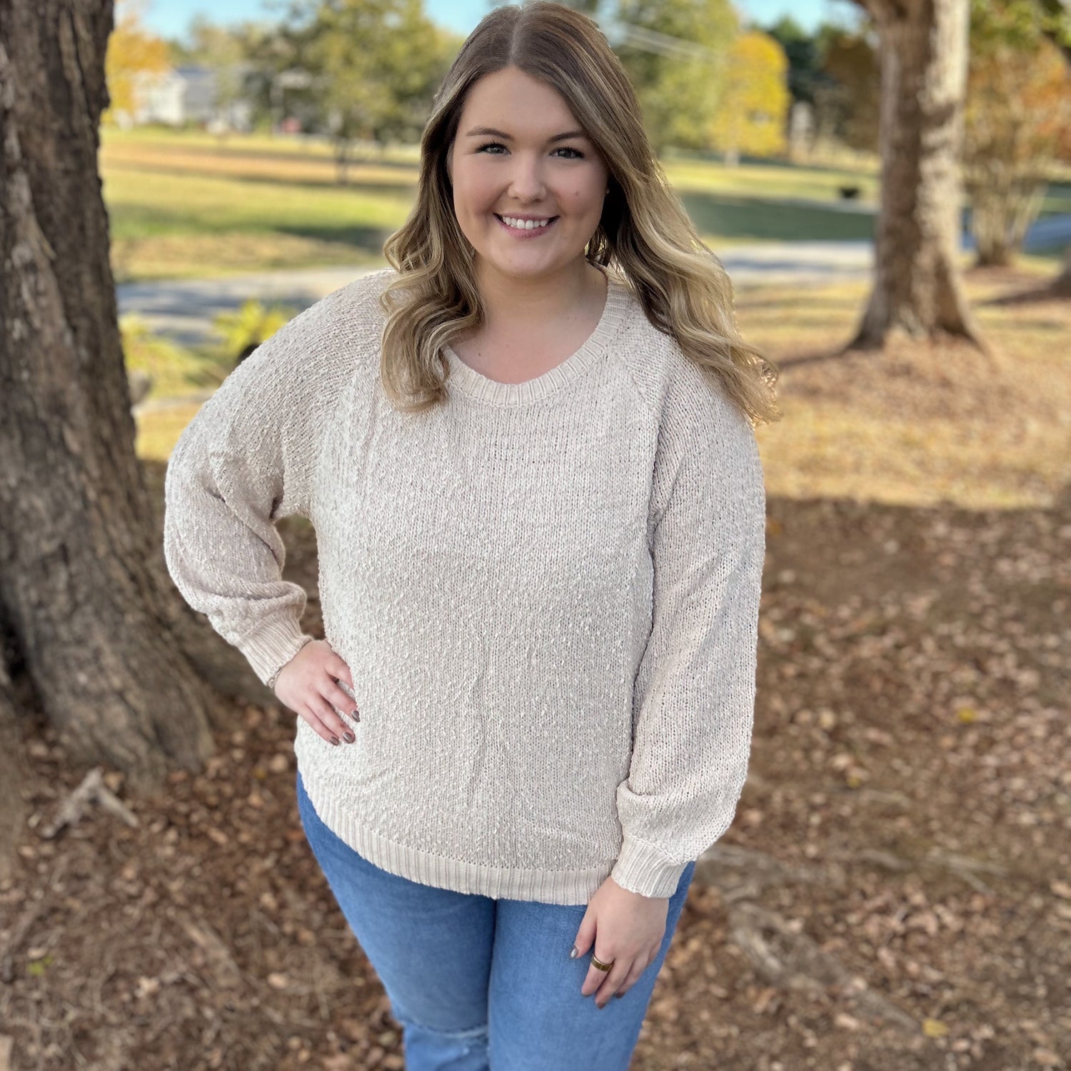 Umgee Popcorn Sweater, Stone