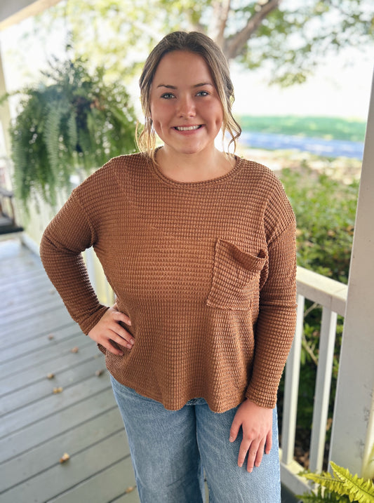 Mandy Sweater with Pocket, Deep Camel