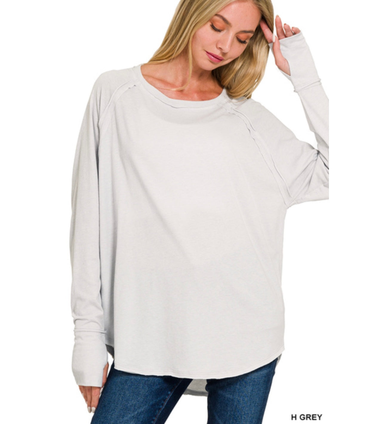 Sierra Raglan Top, Heather Grey