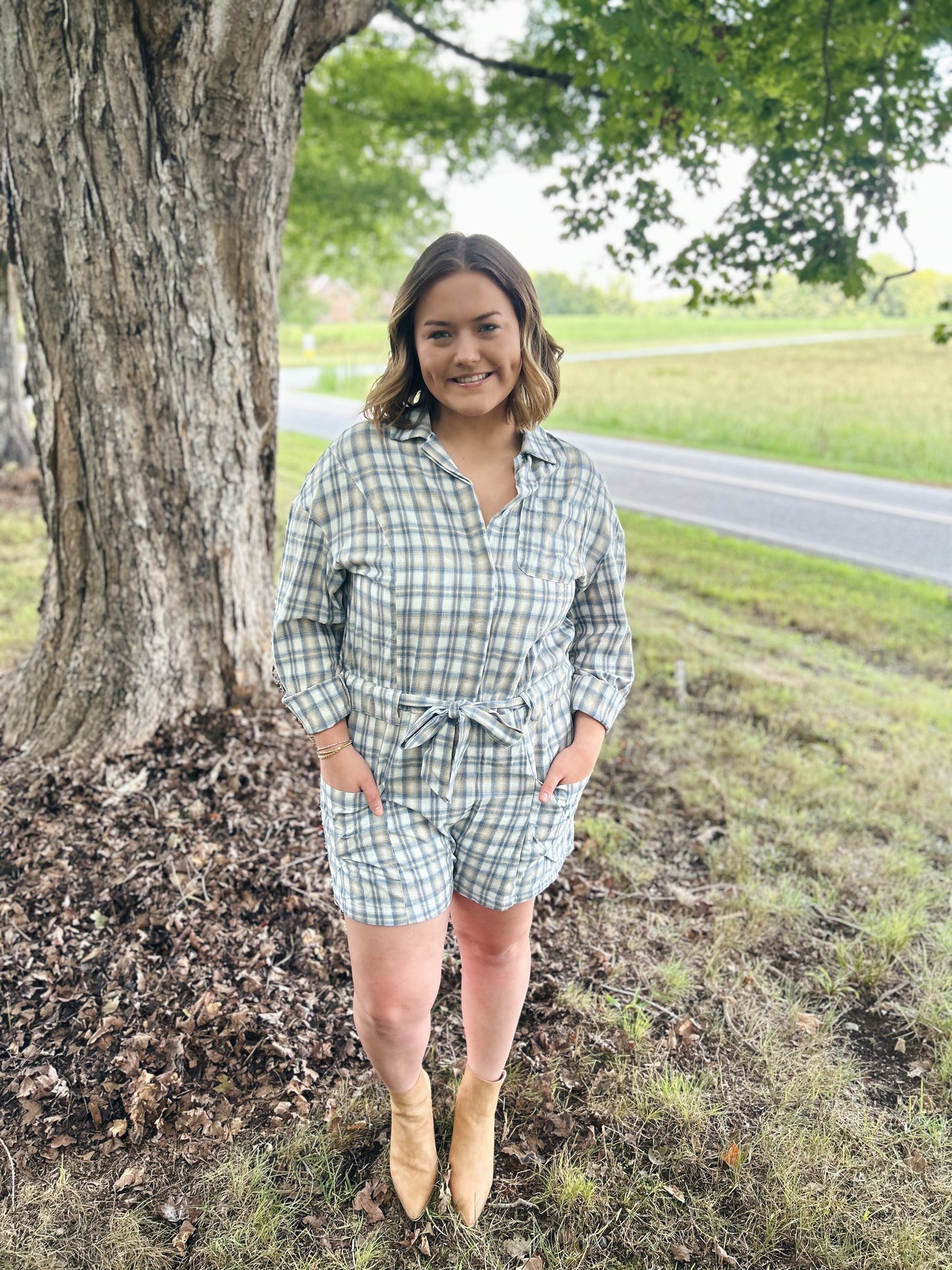 Listicle Plaid Romper