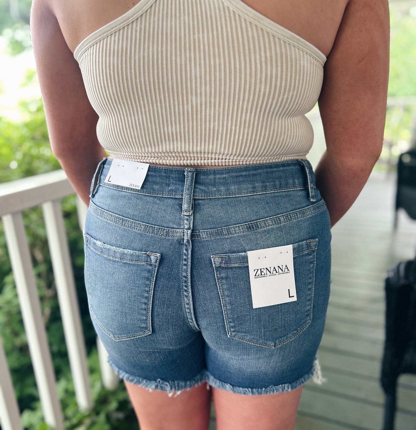 Zoey Raw Frayed Hem Denim Shorts