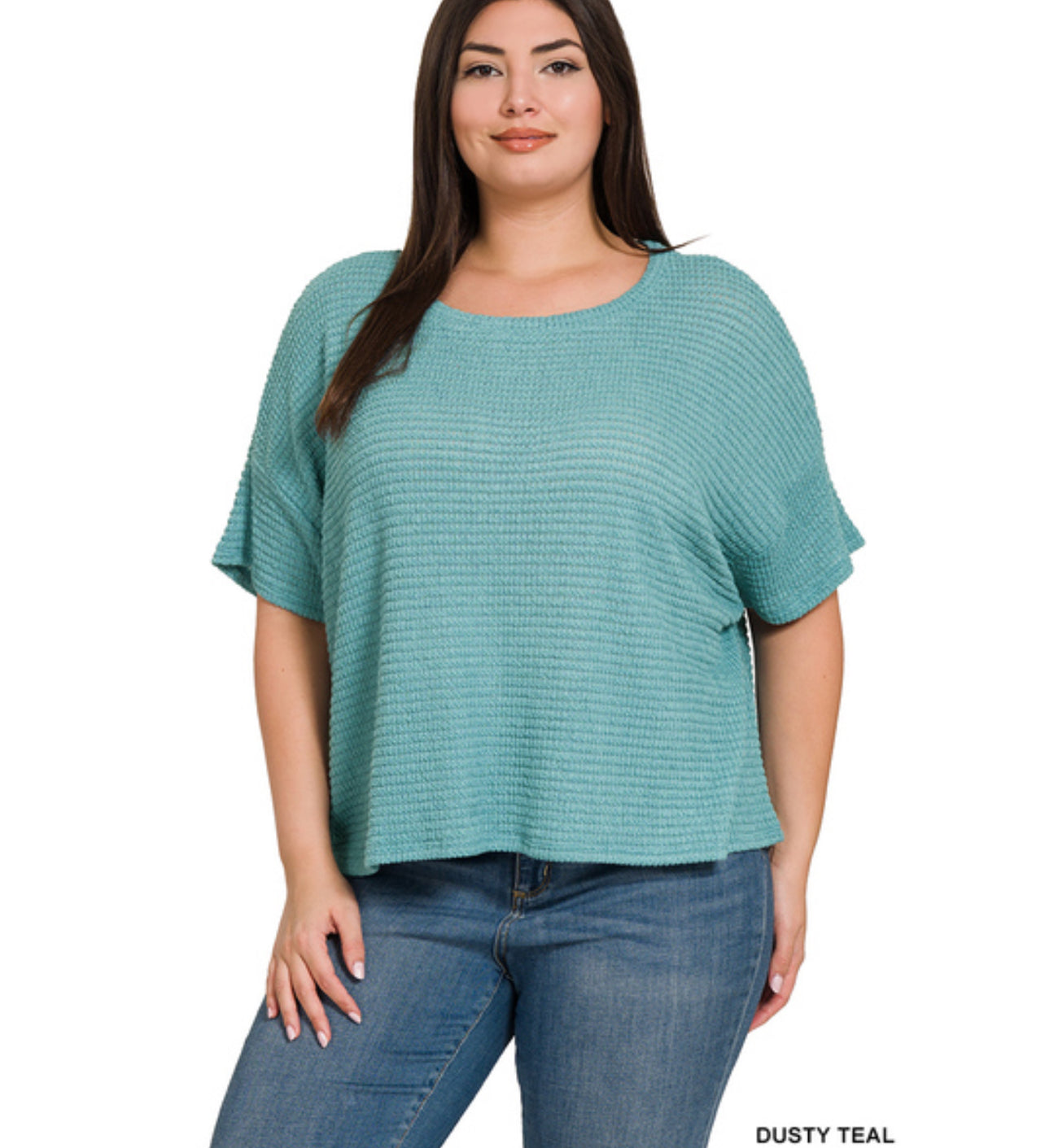 Nicole Jacquard Top, Dusty Teal