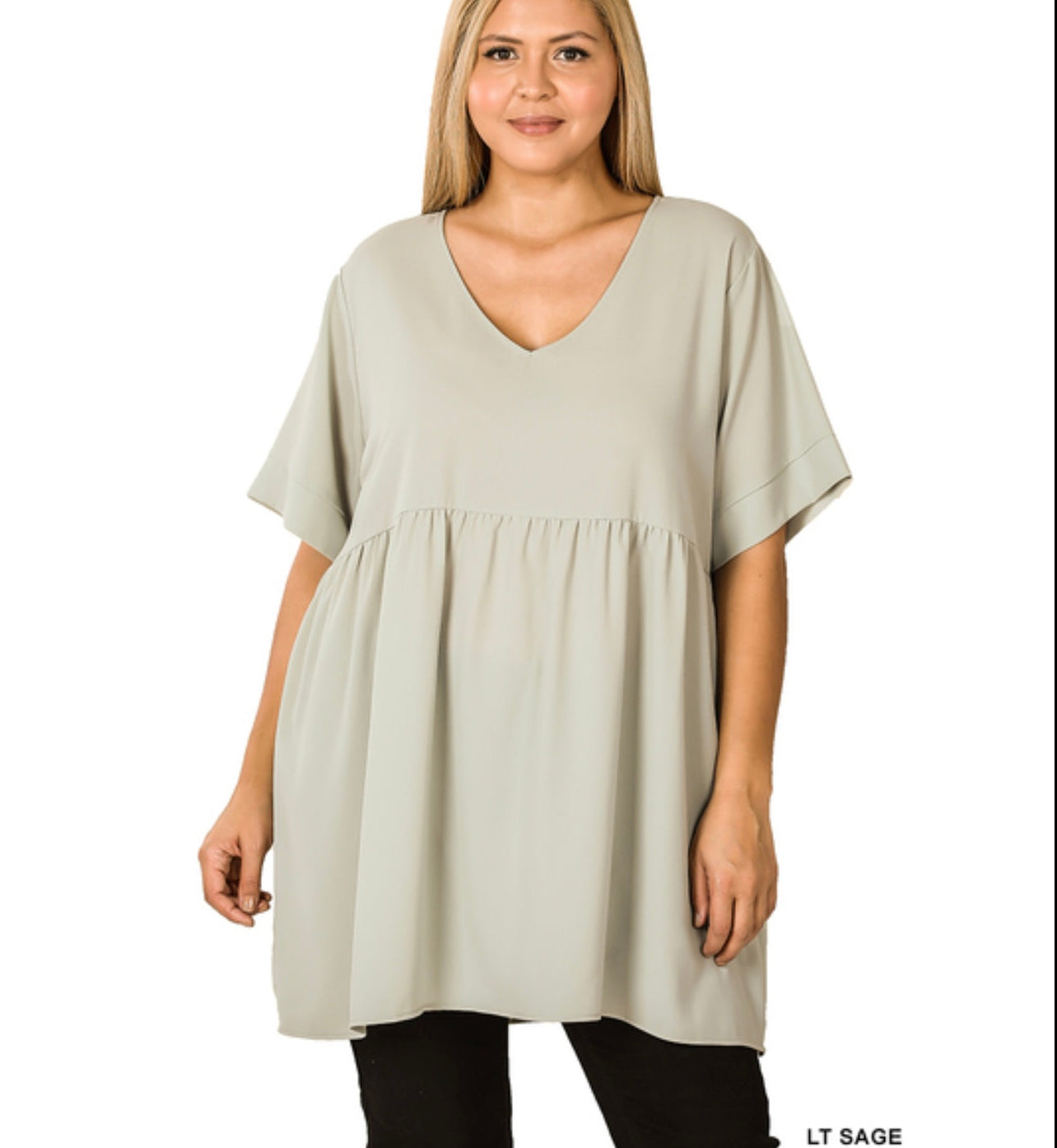 Haley Empire Waste Top, Light Sage