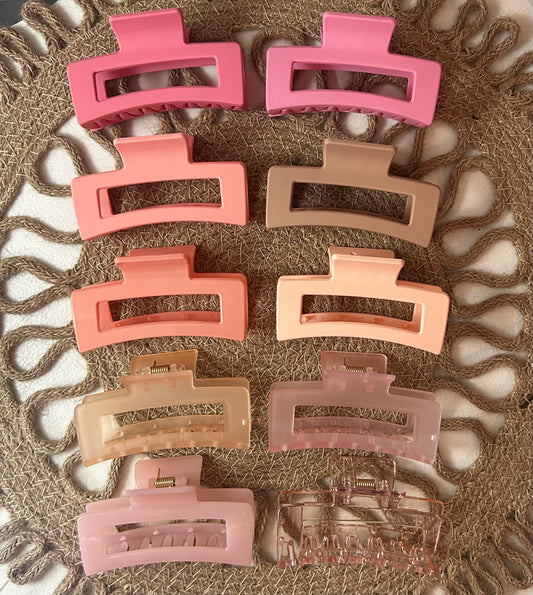 Rectangle Claw Clips, Pink