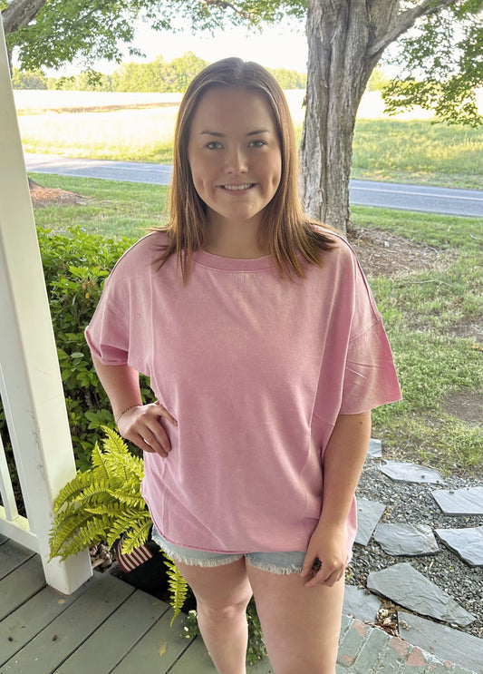 Jessica Acid Wash Top, Mauve