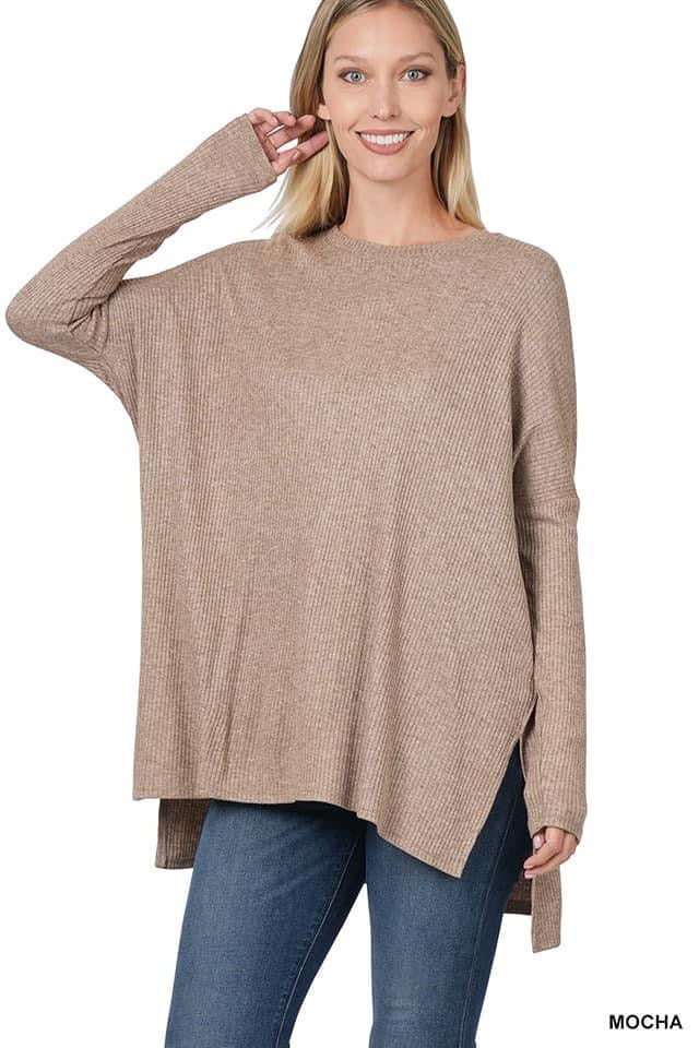 Camrey Ribbed Top-Mocha